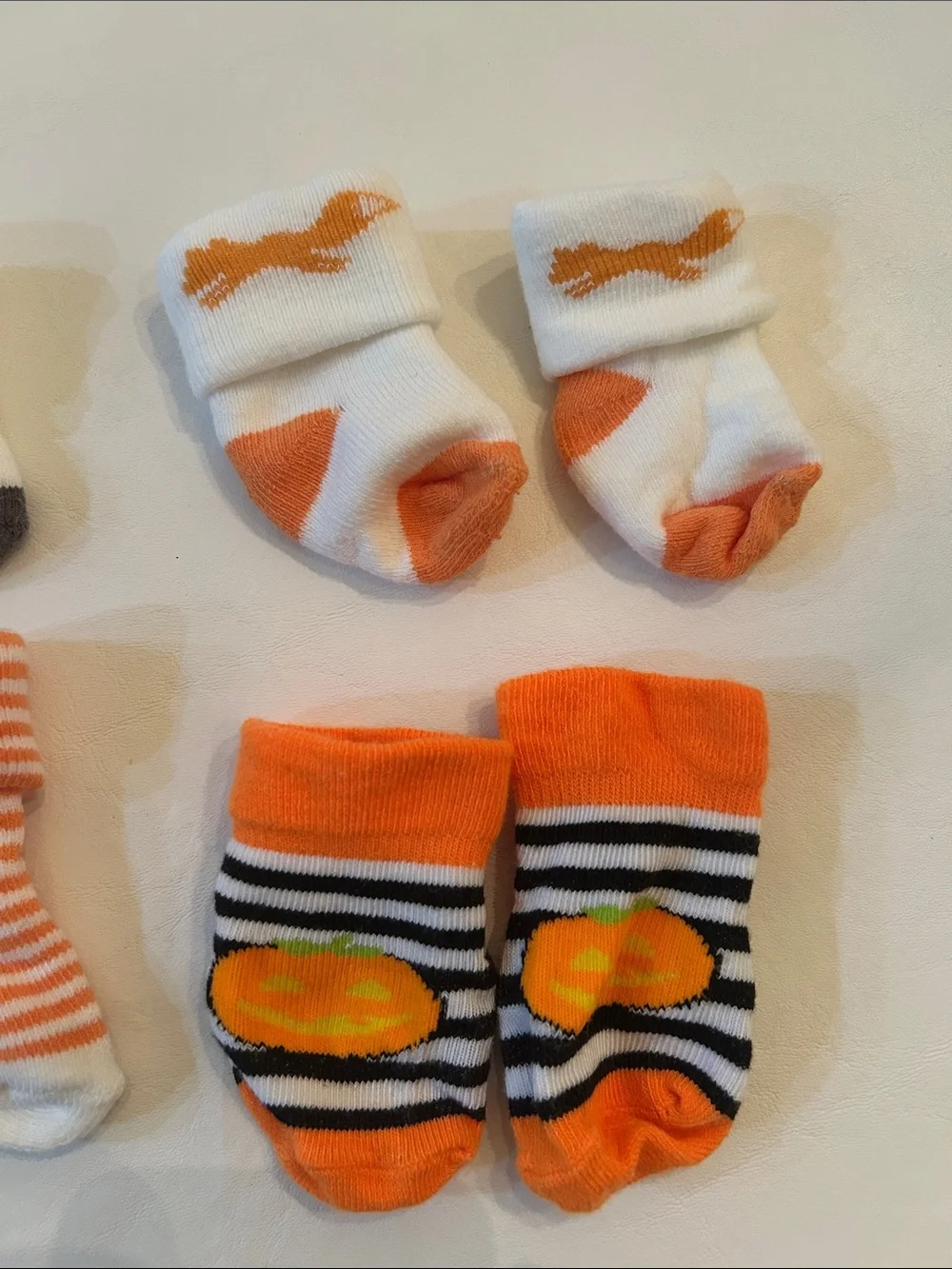Orange & White Halloween Newborn Socks Bundle